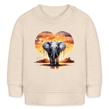 Elefantenherzohren Valentinstag Safari Romantik - Baby Organic Sweatshirt Baby Changer von Stanley/Stella - Natur - Vorne
