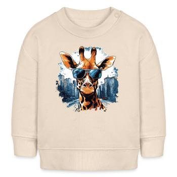 Girafe avec lunettes de soleil ville urbaine nuit - Sweat bébé bio Stanley/Stella - écru doux - Devant