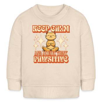 Keep Calm - always think PAWsitive - Baby Organic Sweatshirt Baby Changer von Stanley/Stella - Natur - Vorne