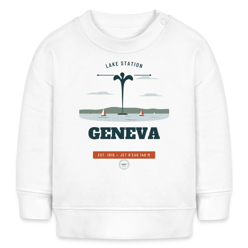 Geneva badge on a baby sweatshirt by stanley/stella