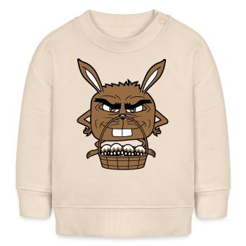 Osterhase Eier Korb böser Blick Gefährlich lächeln - Baby Organic Sweatshirt Baby Changer von Stanley/Stella - Natur - Vorne