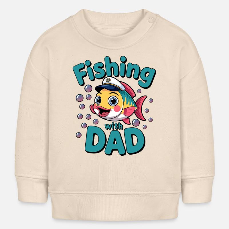 Pêche Pêche avec papa - Sweat bébé bio Stanley/Stella - écru doux
