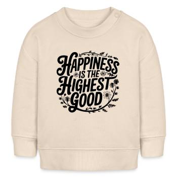 Glück ist das höchste Gut - florale Typografie - Baby Organic Sweatshirt Baby Changer von Stanley/Stella - Natur - Vorne