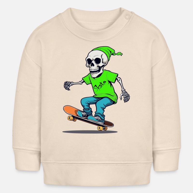 Skate Skeleton Skating Skateboard - Sweat bébé bio Stanley/Stella - écru doux