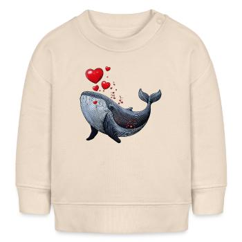 Wal rote Herzen - Baby Organic Sweatshirt Baby Changer von Stanley/Stella - Natur - Vorne