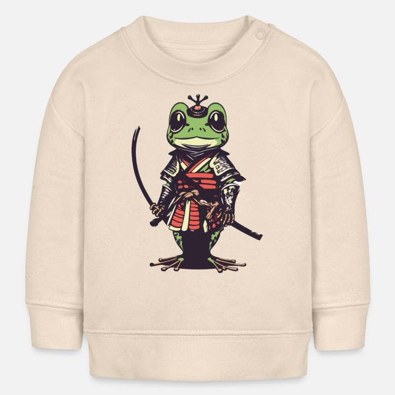 Samurai Frog - Baby Sweatshirt by Stanley/Stella - soft Ecru