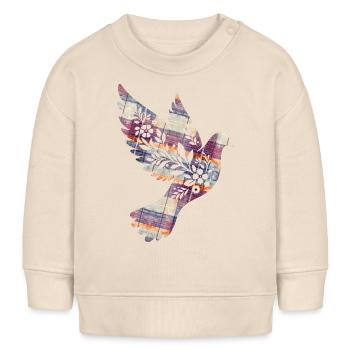 Colombe de la Paix Colombe Tortue Colombe Tartan Oiseau - Sweat bébé bio Stanley/Stella - écru doux - Devant