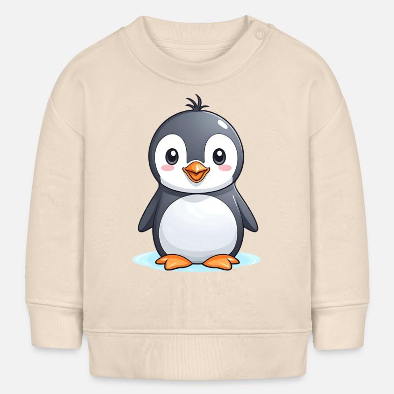 Pingouin mignon - Vêtement pour bébé - Sweat bébé bio Stanley/Stella - écru doux