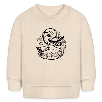 Canard nageur mignon avec un sourire amusant - Sweat bébé bio Stanley/Stella - écru doux - Devant
