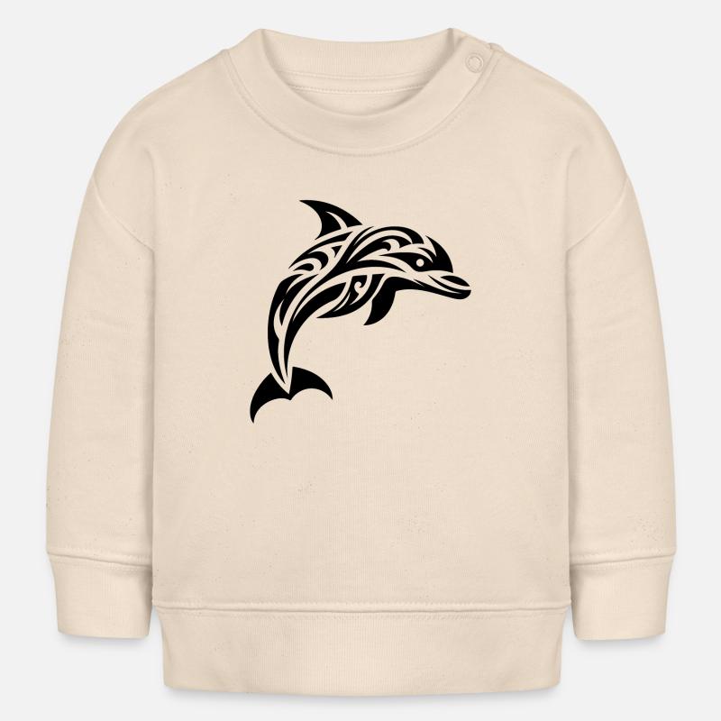 Springender süßer Tattoo Delfin - Baby Organic Sweatshirt Baby Changer von Stanley/Stella - Natur