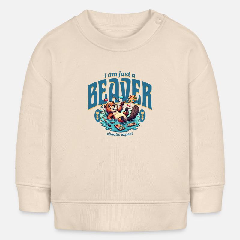Je ne suis qu’un castor surfeur - Sweat bébé bio Stanley/Stella - écru doux