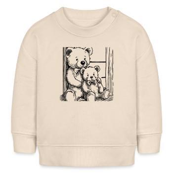 Teddybär Mama und Kind - Baby Organic Sweatshirt Baby Changer von Stanley/Stella - Natur - Vorne