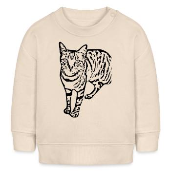 chat noir chat chaton doux cadeau de Noël - Sweat bébé bio Stanley/Stella - écru doux - Devant