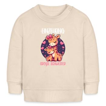 Große Schwester Giraffen Geschwisterkind - Baby Organic Sweatshirt Baby Changer von Stanley/Stella - Natur - Vorne