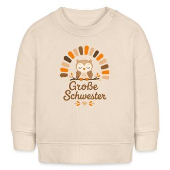 Schwester Eule – Süßes Geschwister Design - Baby Organic Sweatshirt Baby Changer von Stanley/Stella - Natur - Vorne