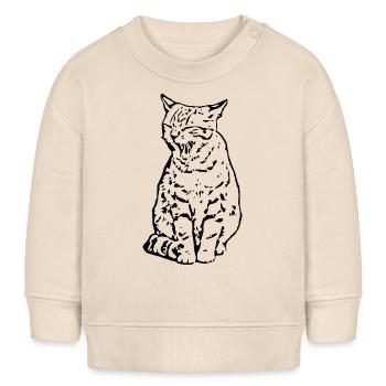 chat noir chat chaton doux cadeau de Noël - Sweat bébé bio Stanley/Stella - écru doux - Devant