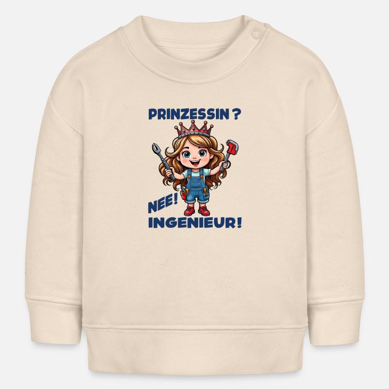 La princesse devient ingénieure mécanicienne - Sweat bébé bio Stanley/Stella - écru doux