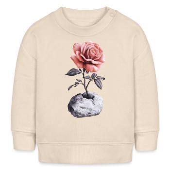 Rose rouge rose brise la pierre - Sweat bébé bio Stanley/Stella - écru doux - Devant
