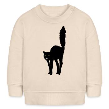 Hands off! black cat cat halloween symbol - Baby Sweatshirt by Stanley/Stella - soft Ecru - Front
