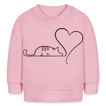 Katze mit Herz - Baby Organic Sweatshirt Baby Changer von Stanley/Stella - Hellrosa - Vorne