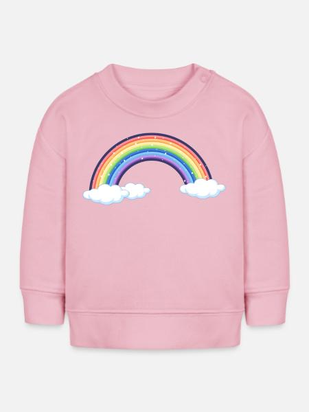 Vibrant Rainbow Over Clouds - Baby Sweatshirt by Stanley/Stella - cotton pink