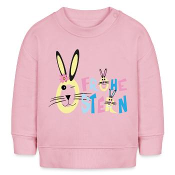 Frohe Ostern mit Glücklichen Osterhasen. - Baby Organic Sweatshirt Baby Changer von Stanley/Stella - Hellrosa - Vorne