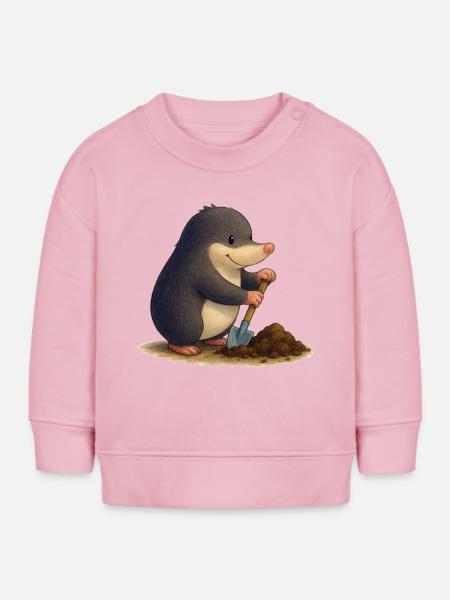 Fleissiger Maulwurf mit Schaufel - Baby Organic Sweatshirt Baby Changer von Stanley/Stella - Hellrosa