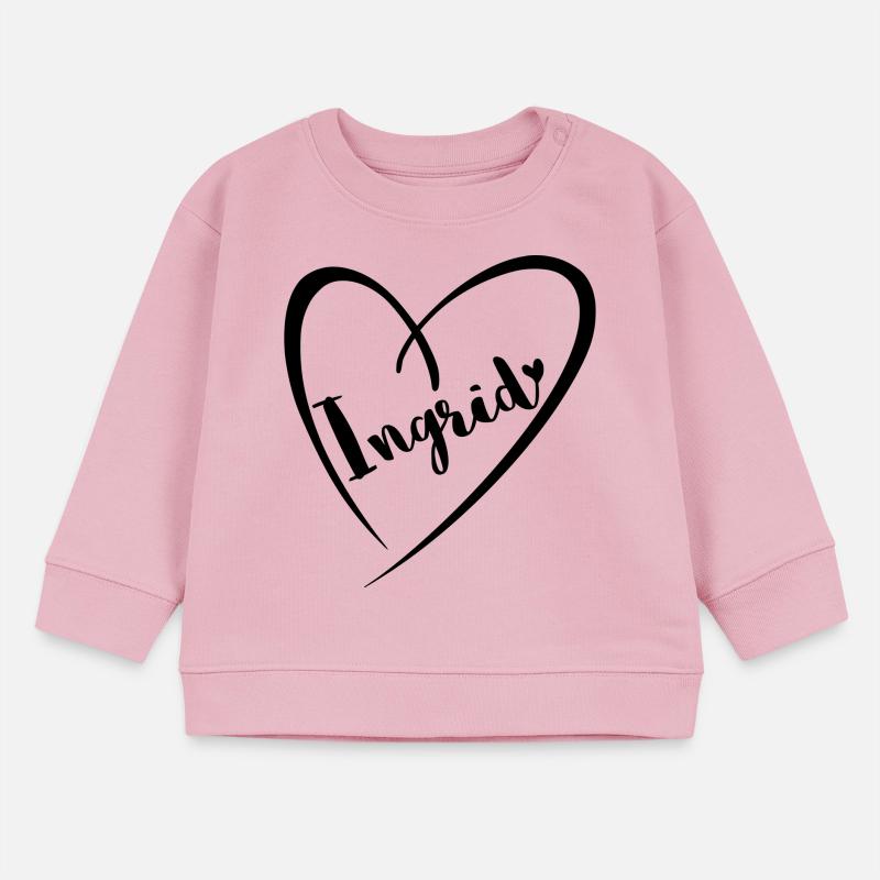 Ingrid surname First name in heart frame Baby Sweatshirt by Stanley/Stella