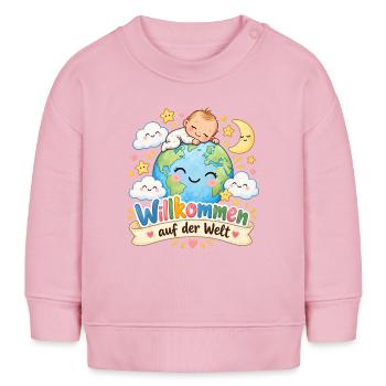 Willkommen auf der Welt Baby - Baby Organic Sweatshirt Baby Changer von Stanley/Stella - Hellrosa - Vorne