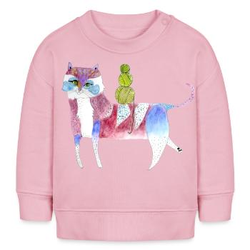 Funky Katze - Baby Organic Sweatshirt Baby Changer von Stanley/Stella - Hellrosa - Vorne