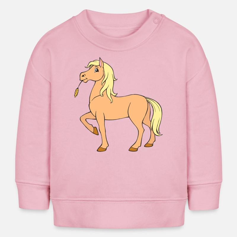 Cheval - Sweat bébé bio Stanley/Stella - rose pâle