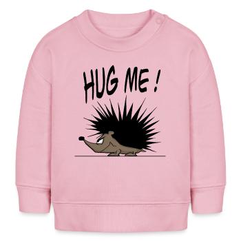 Drôle de hérisson dit HUG ME ! Style de bande dessinée - Sweat bébé bio Stanley/Stella - rose pâle - Devant