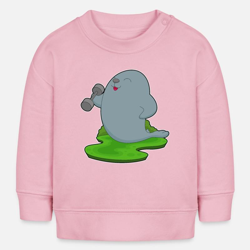 Seal Bodybuilder Haltère - Sweat bébé bio Stanley/Stella - rose pâle