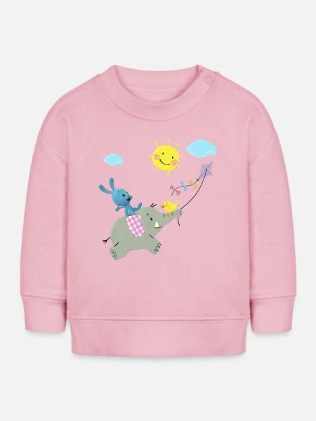 KiKANiNCHEN Reitet Auf Elefant - Baby Organic Sweatshirt Baby Changer von Stanley/Stella - Hellrosa