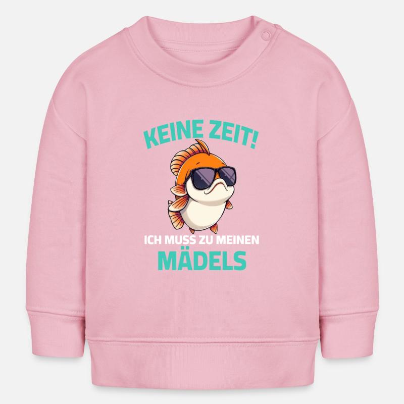 Pas le temps, je dois aller chez mes filles - poisson - Sweat bébé bio Stanley/Stella - rose pâle