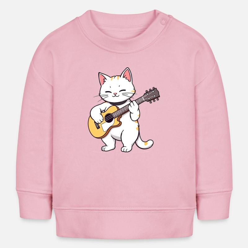 Cat joue de la guitare - Sweat bébé bio Stanley/Stella - rose pâle