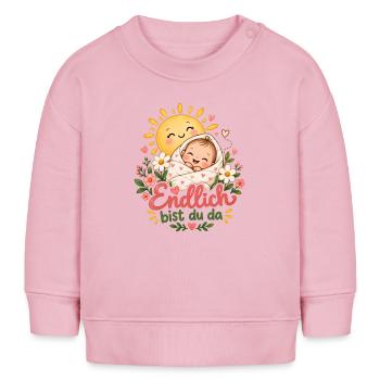 Endlich da: Sonnenbaby mit Blumen - Baby Organic Sweatshirt Baby Changer von Stanley/Stella - Hellrosa - Vorne