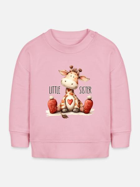 Kleine Schwester Giraffe - Baby Organic Sweatshirt Baby Changer von Stanley/Stella - Hellrosa