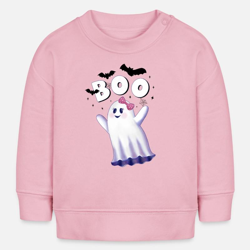 Fantôme d’Halloween. Hou - Sweat bébé bio Stanley/Stella - rose pâle