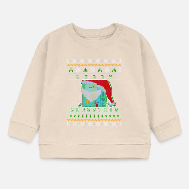 Joyeux Noël Pixel Santa « Pull de Noël moche » Sweat bébé bio Stanley/Stella