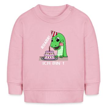 1. Geburtstag Dino Geburtstag Ich bin 1 - Baby Organic Sweatshirt Baby Changer von Stanley/Stella - Hellrosa - Vorne