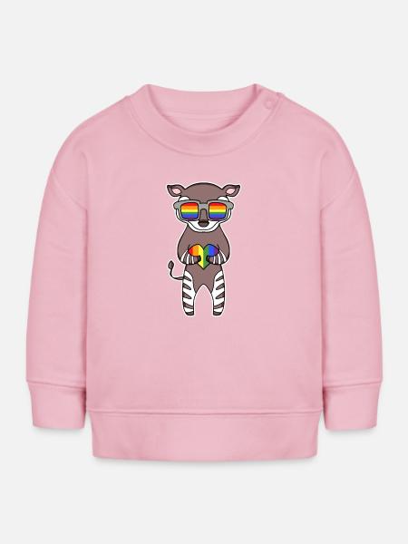Regenbogen - Okapi mit Brille - Baby Organic Sweatshirt Baby Changer von Stanley/Stella - Hellrosa