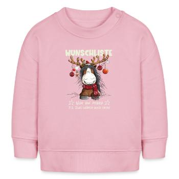Weihnachten Pferd Wunschliste Pferdemotiv Spruch - Baby Organic Sweatshirt Baby Changer von Stanley/Stella - Hellrosa - Vorne