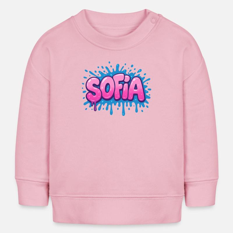 Graffiti  SOFIA Prénom cadeau idéal imprimable sur - Sweat bébé bio Stanley/Stella - rose pâle