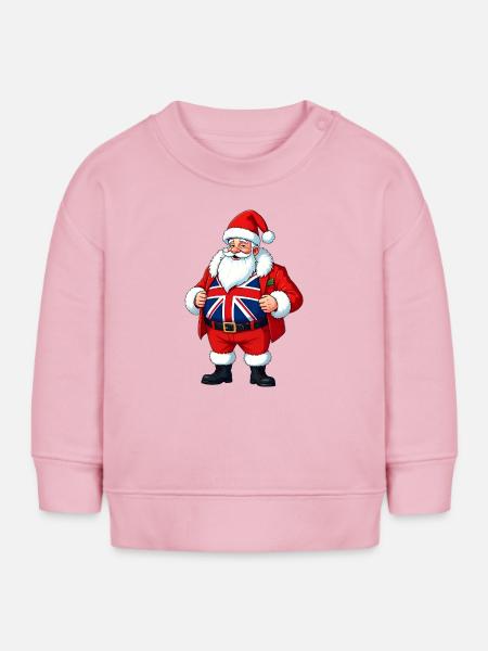 Britischer Weihnachtsmann Union Jack Weihnachtsdruck - Baby Organic Sweatshirt Baby Changer von Stanley/Stella - Hellrosa