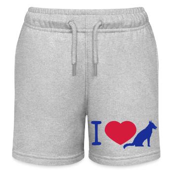 Chien J’aime les chiens Symbole du cœur Logo J’aime les chiens - Short de jogging enfant bio Stanley/Stella - gris chiné - Devant