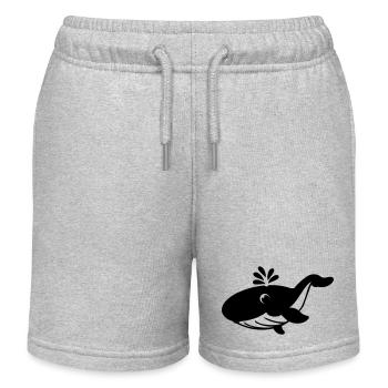 petite baleine douce avec Fontaine - Short de jogging enfant bio Stanley/Stella - gris chiné - Devant
