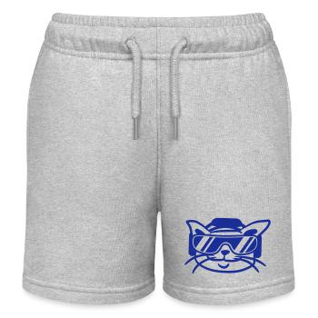 DJ Cat Face Kitten Pet Head - Kids Organic Sweat Shorts by Stanley/Stella - heather grey - Front