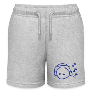 Cool DJ Head Listening to Music Party Face Doodled - Kids Organic Sweat Shorts by Stanley/Stella - heather grey - Front