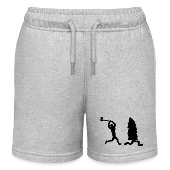 Lumberjack of one fir tree hunts tree Christmas - Kids Organic Sweat Shorts by Stanley/Stella - heather grey - Front